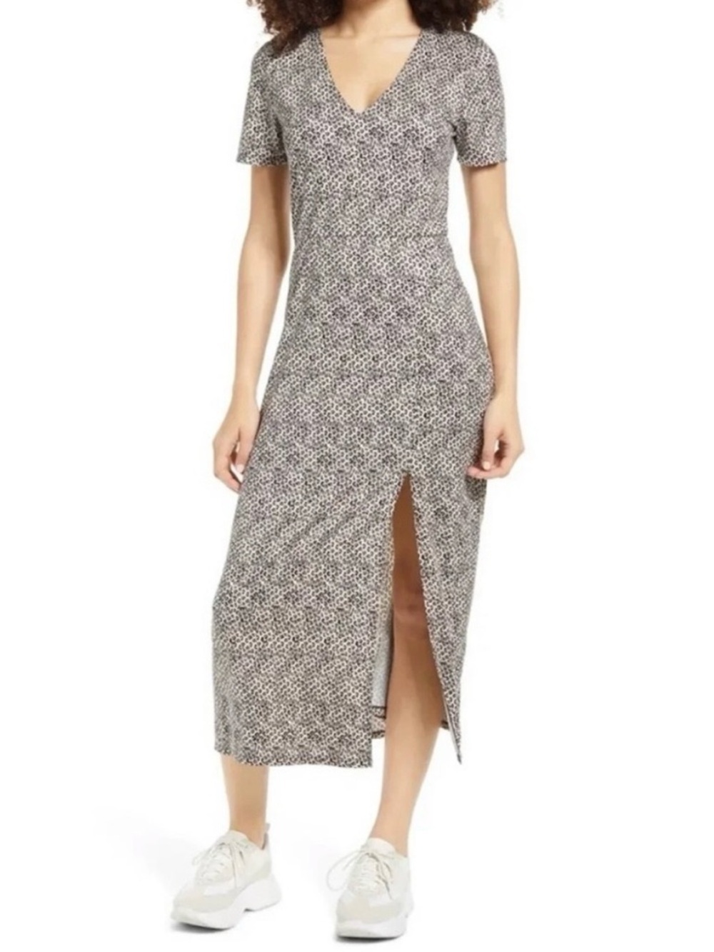 WAYF Women’s Alexa Short Sleeve Animal Print Maxi Dress Size Small